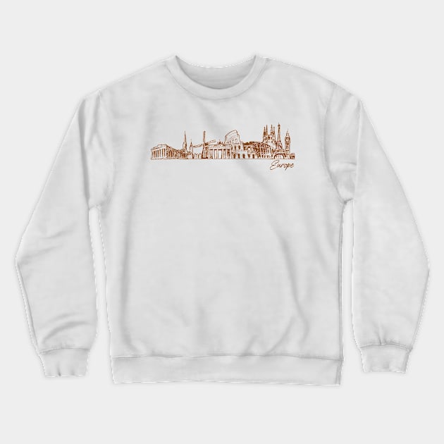 Europe hand drawn skyline Crewneck Sweatshirt by SerenityByAlex